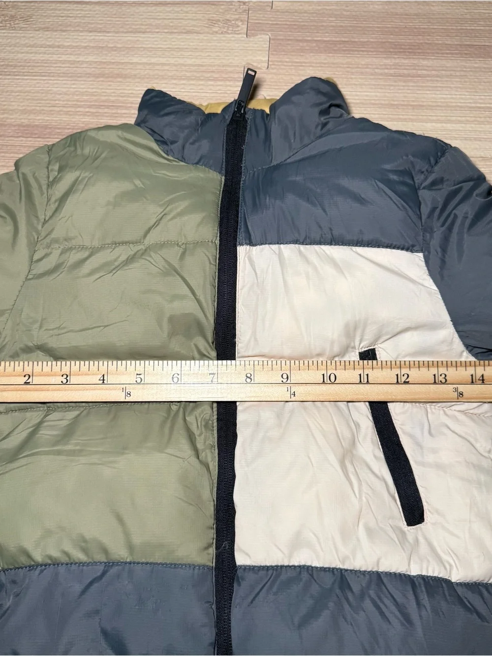 Zara Boys Girls Colorblock Puffer Coat Zip Winter Jacket Size 3-4 Years